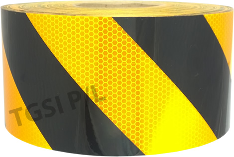 yellow and black stripe hazard class reflective tape 100mm
